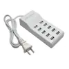 Cargador USB de 10 Puertos 50W Enchufe Múltiple Inteligente para Teléfono Móvil Carga Directa Cabezal de Carga 5V2.4A Adecuado para Apple Xiaomi