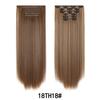 Peluca de mujer de 16 tarjetas de pelo largo y liso con clip, conjunto de 6 piezas de extensión de cabello, extensión de cabello liso, conjunto de seis piezas de extensión de cabello