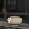 Quemador de Incienso Cerámico de Cuatro Patas Estilo Chino Quemador de Incienso Pequeño para Ceremonia del Té para Uso en Interiores en Casa con Soporte para Cenizas de Plantas para Varillas de Incienso