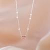 Collar de Zirconia Rosa con Forma de Corazón Dulce para Mujer, Cadena de Perlas Irregulares de Moda Estilo Coreano, Cadena para Clavícula de Viajero