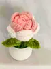 Venta al por mayor de fábrica transfronteriza adornos de flores artificiales en maceta de rosa de lana tejida a mano venta caliente
