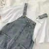 Calça Jeans de Tiras Feminina Primavera e Verão 2025 Nova Solta Cropped Estilo Coreano Slim Look Rasgada Perna Larga