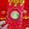 2026 Año del Caballo Moneda de Oro Conmemorativa Sólida de la Suerte Sobre Rojo Bolsa de la Suerte Regalo de Nochevieja Entrega de Texto Secreto