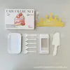 Caixa de presente com conjunto de louças de aniversário, conjunto de cinco peças, pratos de papel para padarias e confeitarias, combinação de talheres e pratos descartáveis
