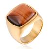 Amazon caliente nuevo anillo retro personalizado para hombre de piedra natural y acero de titanio joyería de acero de titanio de moda venta al por mayor