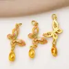 Colgante de Mariposa Chapado en Oro con Diseño de Gota de Aceite, Dijes de Vaina de Loto, Materiales para Pulsera de Cuentas Hecha a Mano DIY, Collar, Aretes