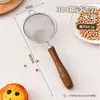 Mango de Madera Imitación 304 Colador de Filtro Doméstico Tamiz para Harina de Hornear Colador para Jugo de Leche de Soya Cuchara Filtro para Suplemento Alimenticio de Bebé