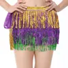 Saia de Dança com Lantejoulas e Franjas Toalha de Quadril com Lantejoulas e Franjas para Dança do Ventre Corrente de Cintura com Contas Saia de Dança para Performance Toalha de Cintura para Performance de Formatura