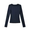 Top sexy de gola redonda pequena e manga longa europeu e americano feminino outono e inverno 2024 novo camiseta de base de cashmere de três pinos e cinco linhas