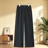 Pantalones casuales rectos holgados de cintura alta, versátiles y elegantes, para mujeres de mediana edad y mayores, para otoño e invierno, con forro polar y diseño engrosado