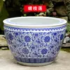 Jarrón de Tanque de Peces Dorados de Cerámica Jingdezhen para Loto Nenúfar Tortuga Koi Caligrafía y Pintura Tanque Tanque de Agua Extra Grande Patio Sala de Estar