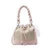 Bolso de Cubo de Mano de Alta Gama para Mujer 2025 Nueva Moda Patrón Tejido Cordón Bolso de Hombro Versátil para Viaje Bolso Cruzado