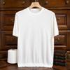 Playera de manga corta para hombre 100% imitación de lana fina delgada suave cómoda holgada casual cuello redondo camiseta base para hombre