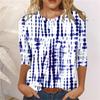 2024 Nova Moda Feminina Transfronteiriça Manga 3/4 Folha Estampada em 3D Camiseta Feminina Blusa Feminina Manga 3/4