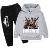 Ropa para Niños con Estampado de Patrón de Fortaleza de Juego Otoño e Invierno Sudadera con Capucha Casual Pantalones Venta Directa de Fábrica Suministro