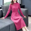 Nuevo Vestido de Punto para Mujer Otoño/Invierno 2026, Vestido Suéter de Media Altura con Cordones y Cuello Alto, Hasta la Rodilla
