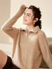 Suéter 100% Caxemira Pura com Meio Zíper e Gola Reversível, Tricô Feminino, Novo Outono/Inverno 2025, Suéter Solto em Ponto Trançado, Camada Base