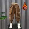 Pantalones de Forro Polar para Niños Otoño e Invierno Pantalones Cargo Integrados de Forro Polar para Niños 2025 Nuevos Pantalones Largos Engrosados de Invierno Modernos y con Estilo