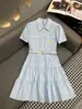 Vestido Camisa de Verano 24 Estilo Nuevo con Cuello Camisero, Bordado de Letras y Cinturón, Vestido Acampanado Aprobado Directamente en Shenzhen Nanyou
