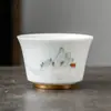 Taza de té de porcelana de jade de ciervo de nueve colores Juego de té de cerámica Taza personal Taza de té de porcelana blanca Taza individual Taza Kung Fu