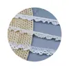 Ribete de Encaje de Algodón Elástico para Textiles del Hogar, Decoración de Faldas, Encaje Blanco Natural, Accesorios para Ropa, Encaje Elástico Fruncido 100% Algodón