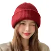 Gorro de lana tejido estilo coreano, cálido y adecuado tanto para hombres como para mujeres, perfecto para la moda urbana de otoño e invierno, diseño retro, color liso, y hace que la cara se vea más pequeña