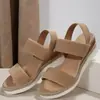 Sandalias de cuña de tacón alto para mujer, talla grande, correa elástica, comercio exterior, cuerda de cáñamo, playa transfronteriza, sandalias de punta abierta de nuevo estilo para Amazon