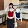 Colección Otoño 2026: Camiseta de Manga Larga Patchwork Talla Plus con Estilo Dulce y Adorno de Volantes