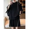 Conjunto Casual de Verão com Manga Curta para Homens 2026, Camiseta Solta de Gola Redonda e Shorts, Conjunto Esportivo Versátil da Moda de Duas Peças