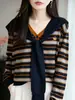 Conjunto de Dos Piezas Chal Estilo Francés Suéter de Punto Rayado para Mujer 2026 Nuevo Estilo Holgado y Muy Elegante Suéter Interior Capa Base