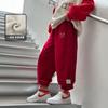 Pantalones Rojos de Punto para Niños Primavera 2025 Ropa Infantil Huzhou Zhili Pantalones para Niños y Niñas con Forro Polar
