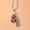 Colgante de calabaza lacada estilo chino tradicional con borlas, llavero, artículo decorativo, cuentas de oración, accesorio para cadena de teléfono