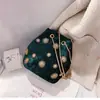 Bolsa de Verano 2025 Ins Súper Caliente para Mujer, Nuevo Estilo Coreano, Bolso de Hombro Cruzado de Moda, Bolso Cubo Pequeño con Cadena de Terciopelo