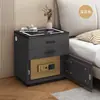 Nueva mesita de noche inteligente antirrobo para dormitorio, no requiere instalación, mueble de noche de madera maciza para uso doméstico, gabinete de almacenamiento multifuncional, seguro