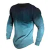 2024 Comércio Exterior Transfronteiriço Novo Estilo de Rua Masculino Listrado Impressão Digital 3D Moda Gola Redonda Manga Longa Estampado
