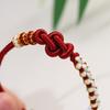 Cuerda de Mano Nudo Ruyi Flor de Durazno para Mujer Tejida a Mano Roja con Cuentas Terminadas Accesorios DIY para Pulsera de Novia