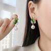 Aretes de Mariposa de Cristal Degradado con Perla Diseño Nicho Lujo Ligero de Alta Gama 2025 Nuevos Aretes Explosivos de Celebridad de Internet para Mujer