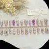 Uñas postizas KTShort en forma de T Sueños Dulces con moños 3D y diseños florales, lindos adhesivos para uñas French Cat-Eye al por mayor