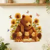 Adesivos de Parede de Urso de Desenho Animado e Girassol Transfronteiriços para Sala de Estar e Quarto Decoração de Casa, Adesivos de Parede de Decoração de Fundo Atacado, Personalizável