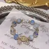 Pulsera Nueva de Aguamarina con Cuentas de Xiaohongshu Nicho Ins Flor de Hielo y Nieve Cielo Estrellado Pulsera al por Mayor