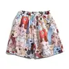Pantalones Cortos Verano Casual Gato de Dibujos Animados Sueltos Delgados Pareja Vacaciones en la Costa Pantalones de Playa Hawaii Pantalones de Hombre