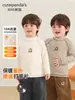 Camiseta de manga longa Kaka Panda forrada com fleece para meninos, segunda pele infantil, roupa de inverno, camiseta de manga longa para meninas, blusa de inverno para bebê