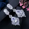 Versión coreana de súper flash micro incrustaciones de circonita AAA pendientes de gota de agua pendientes de alta gama para cena joyería al por mayor Corea del Sur