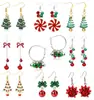 Brincos de Natal Laço Sino Liga Árvore de Natal Papai Noel Conjunto Combinado Brincos de Natal