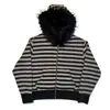 Comércio Exterior Retrô Americano Bordado de Letra Jaqueta Cardigan com Capuz Gola de Lã Suéter Top