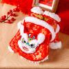 Roupa de Ano Novo Tang para Pet Fofa Deus da Riqueza Bichon Teddy Outono e Inverno Roupa de Cachorro Casaco de Algodão com Forro de Lã Roupa para Animal de Estimação