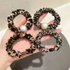 Diadema de Encaje Coreano con Estampado de Leopardo y Perlas, Lazo para el Cabello Elegante Diario, Diadema de Alta Elasticidad, Accesorios para el Cabello Retro, Diadema