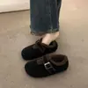 Mocassins Femininos Estilo Outono/Inverno 2025 Estilo Birkenstock com Cobertura Total em Feltro e Forro de Lã com Aumento de Altura Oculto