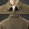 Nueva colección de primavera: sudadera de peso pesado con cuello para hombre, top de punto retro de manga larga con media cremallera, tendencia primavera/otoño 2026