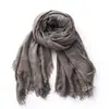 Comércio Exterior Europeu e Americano Cor Pura Algodão e Linho Cachecol Masculino Outono e Inverno Novo Tie-Dye Japonês e Coreano Listrado Decorativo Lenço de Seda Transfronteiriço